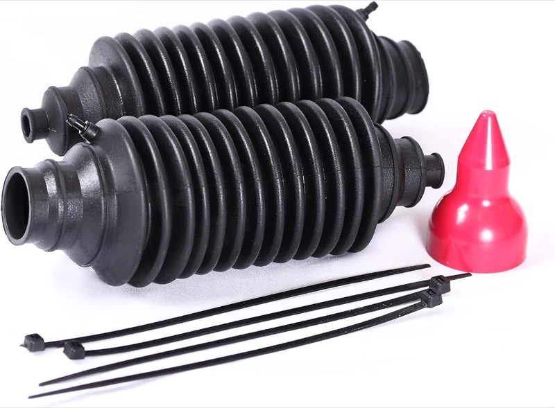 Two rack-and-pinion boots with installation cone and end ties